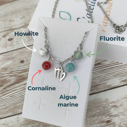 Collier "L'Équilibre de la Vierge" – Synergie Artisanale de 4 Pierres Naturelles L'Atelier VanessaCréa