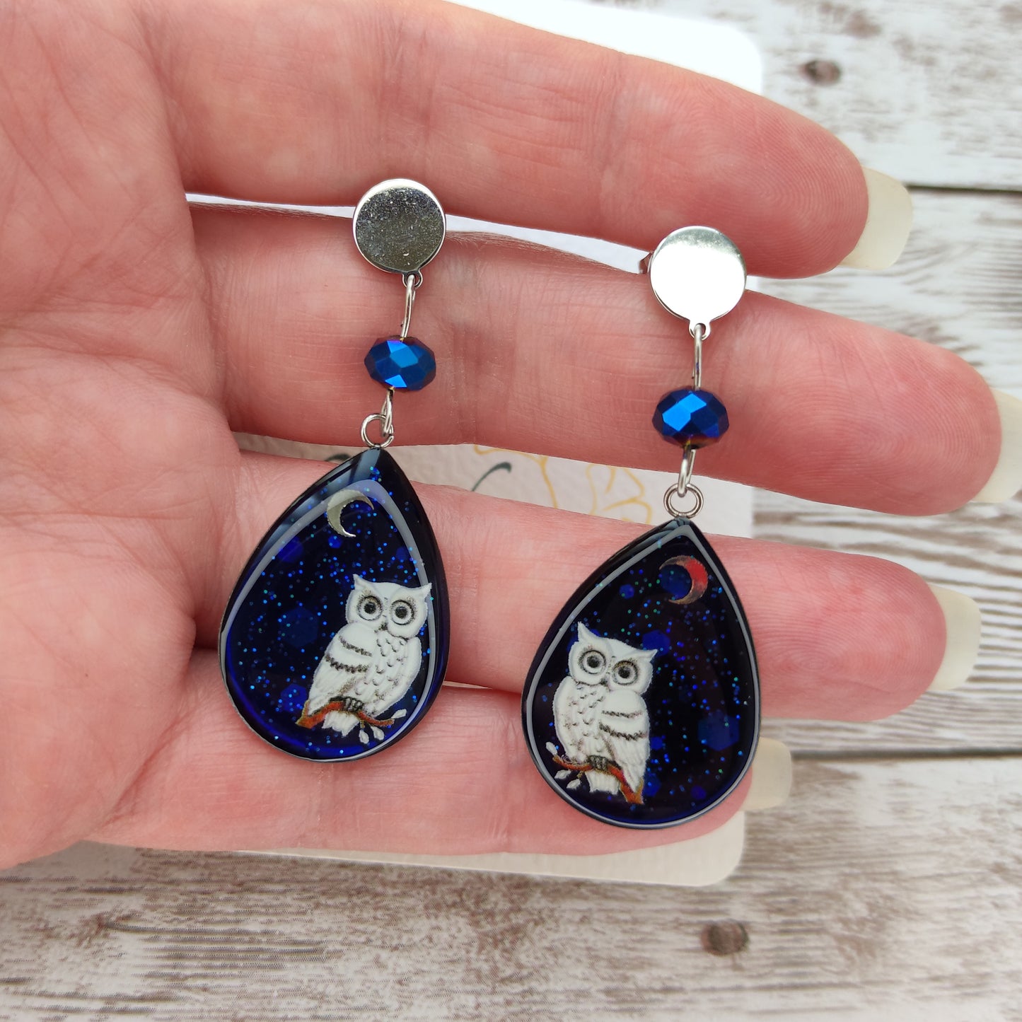 Boucles "Lola" Chouette Lunaire