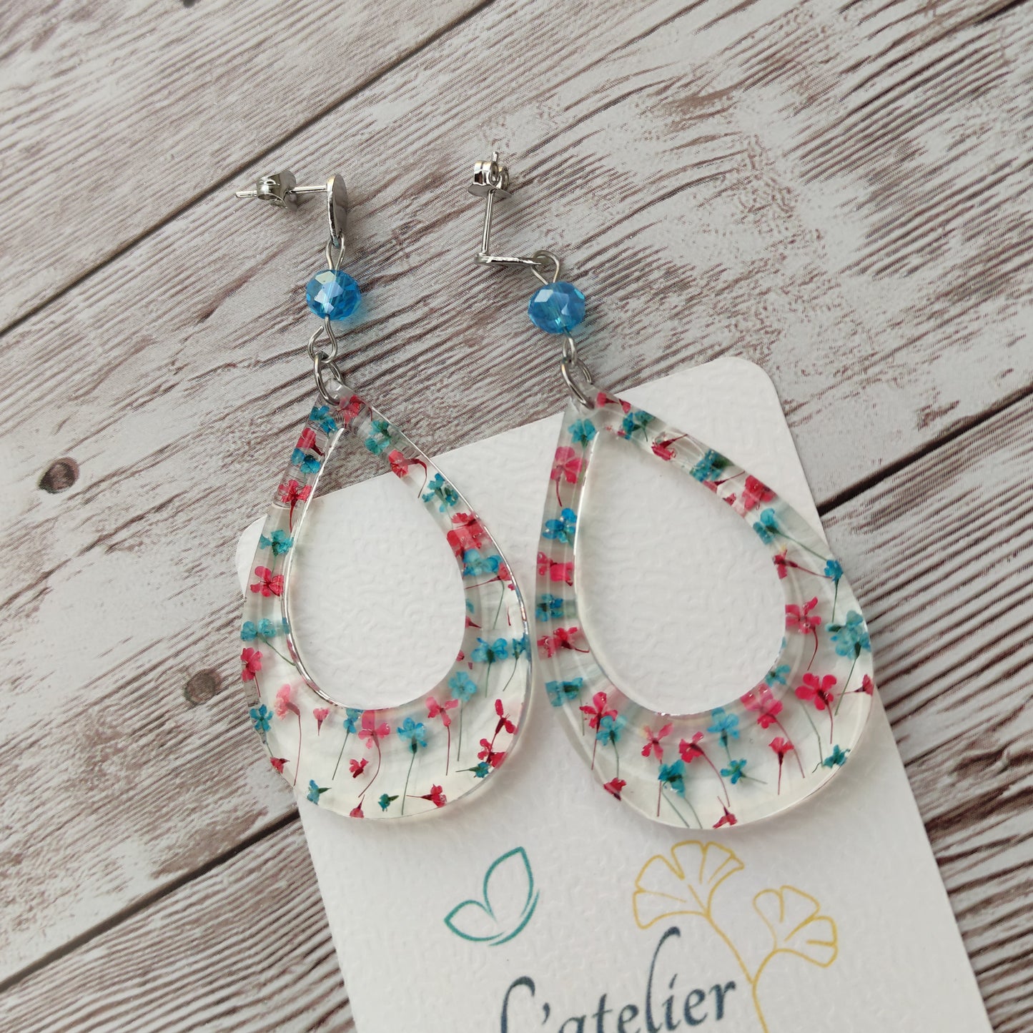 Boucles "Joséphine" Tons bleu