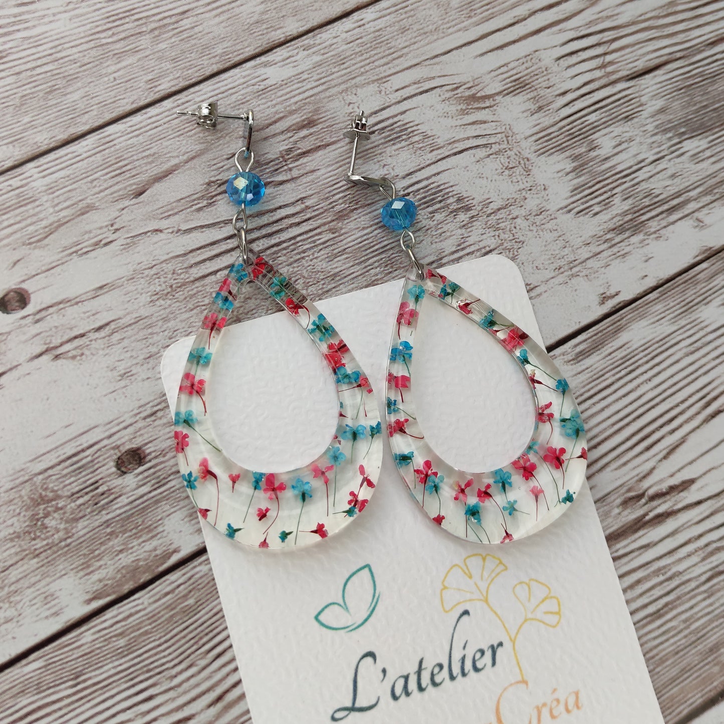 Boucles "Joséphine" Tons bleu