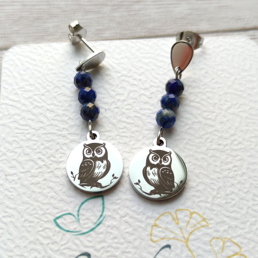 Boucles d'oreilles chouette Mystérieuse