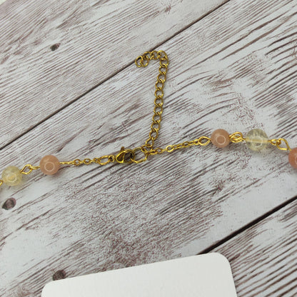 Collier cravate Éclat Solaire – Citrine & Pierre de Soleil | Confection Vibratoire en Acier Inoxydable