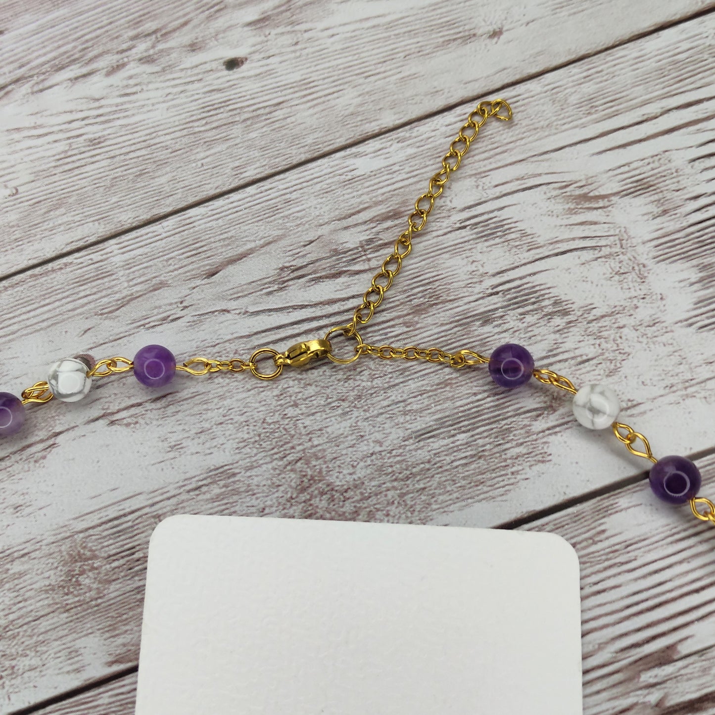 Collier cravate Sérénité & Clarté Mentale – Améthyste et Howlite sur Acier Inoxydable