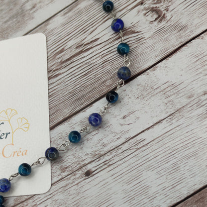 Collier cravate Sagesse Visionnaire – Œil de Faucon & Lapis-Lazuli