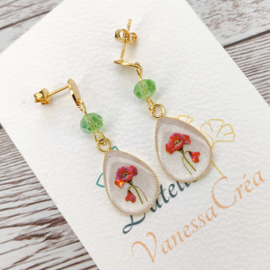 Boucles "Ana" coquelicots