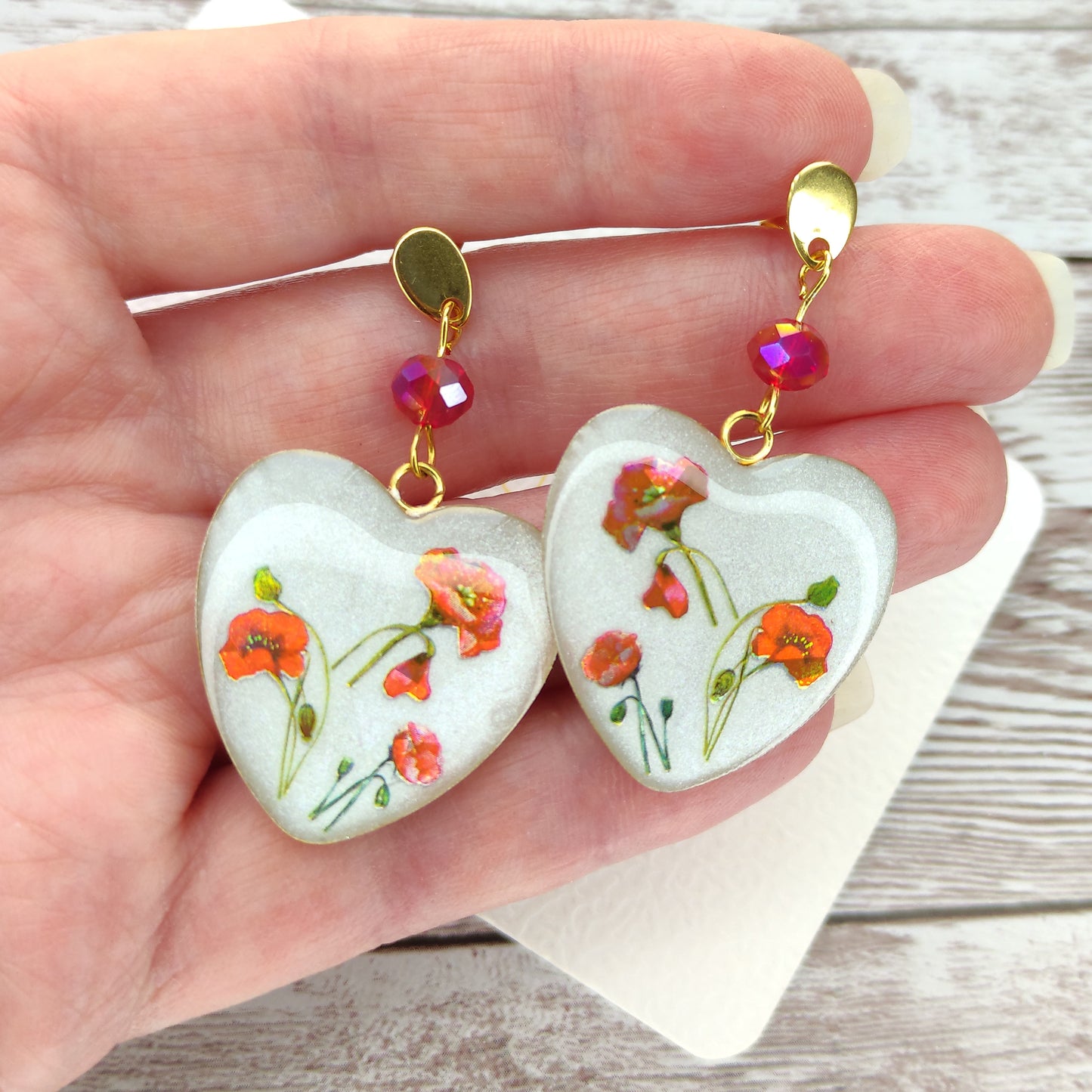 Boucles "Esmée" coquelicots