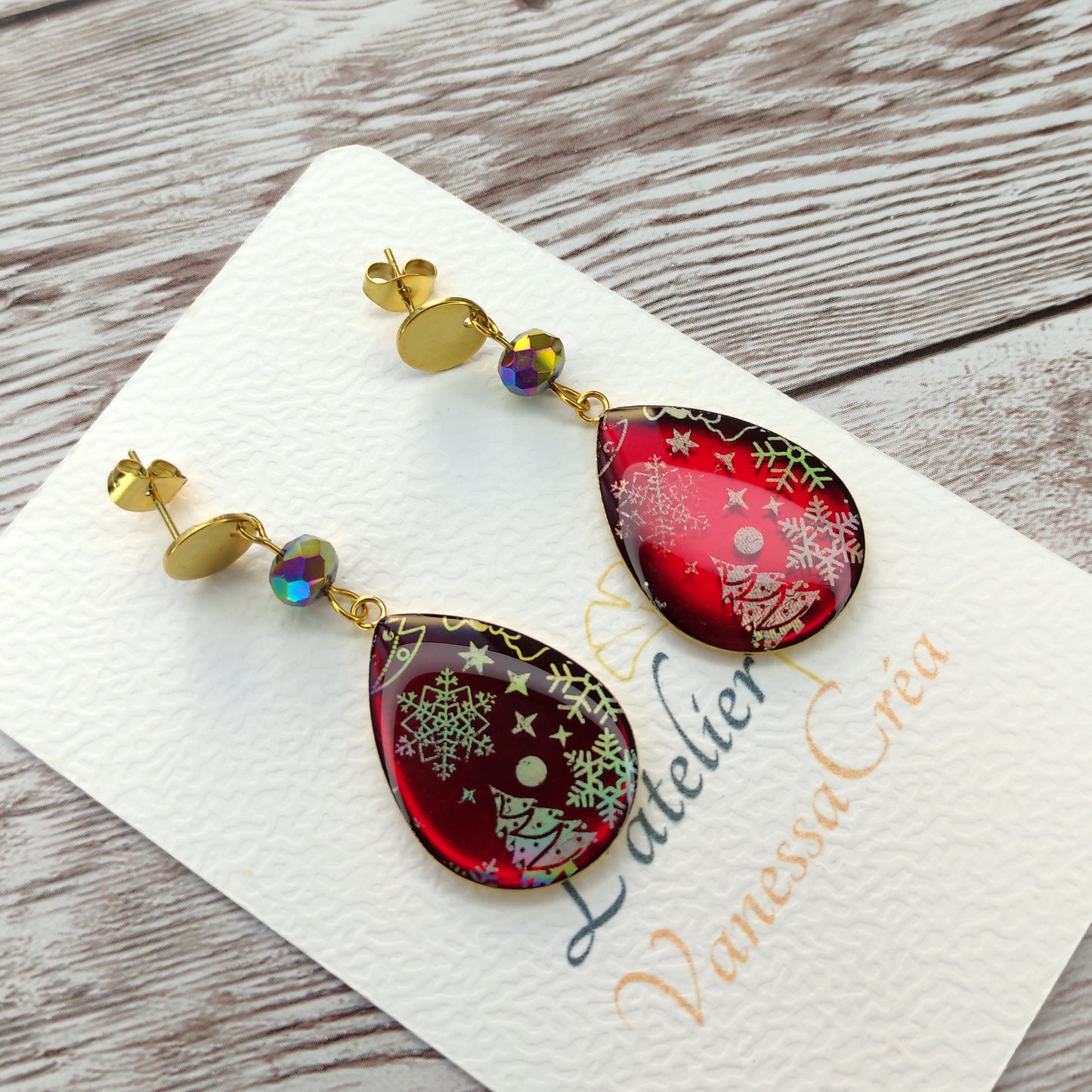 Éclats de Forêt Boréale – Boucles Gouttes Rubis Magiques