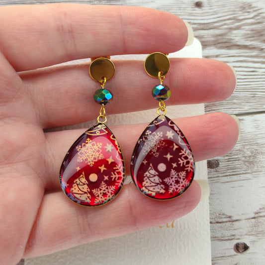 Éclats de Forêt Boréale – Boucles Gouttes Rubis Magiques