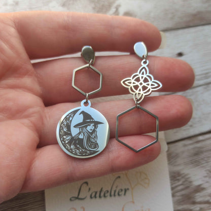 Boucles d'Oreilles Asymétriques "Pouvoir Secret" L'Atelier VanessaCréa