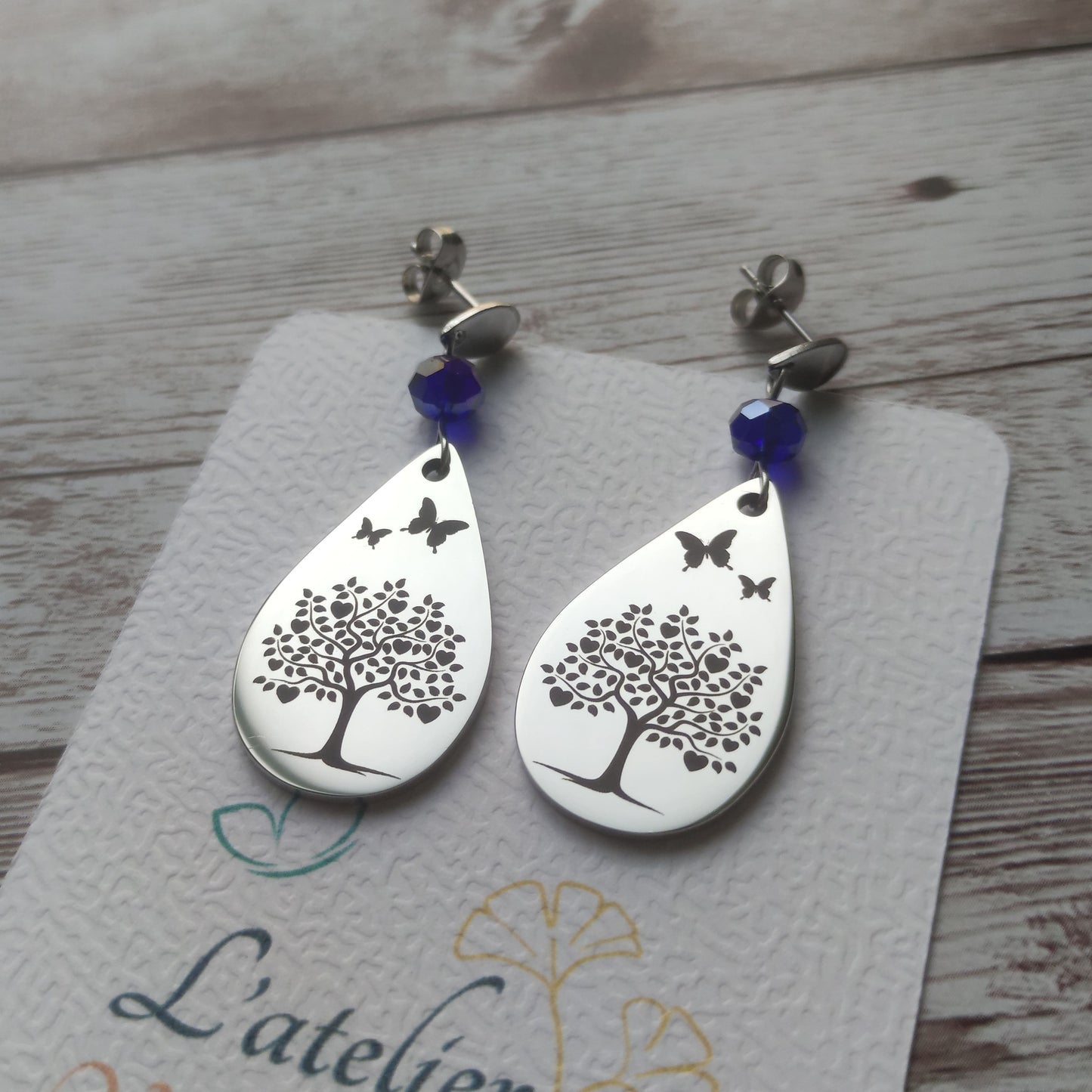 Boucles d'oreilles Arbre de Vie Cœur L'Atelier VanessaCréa