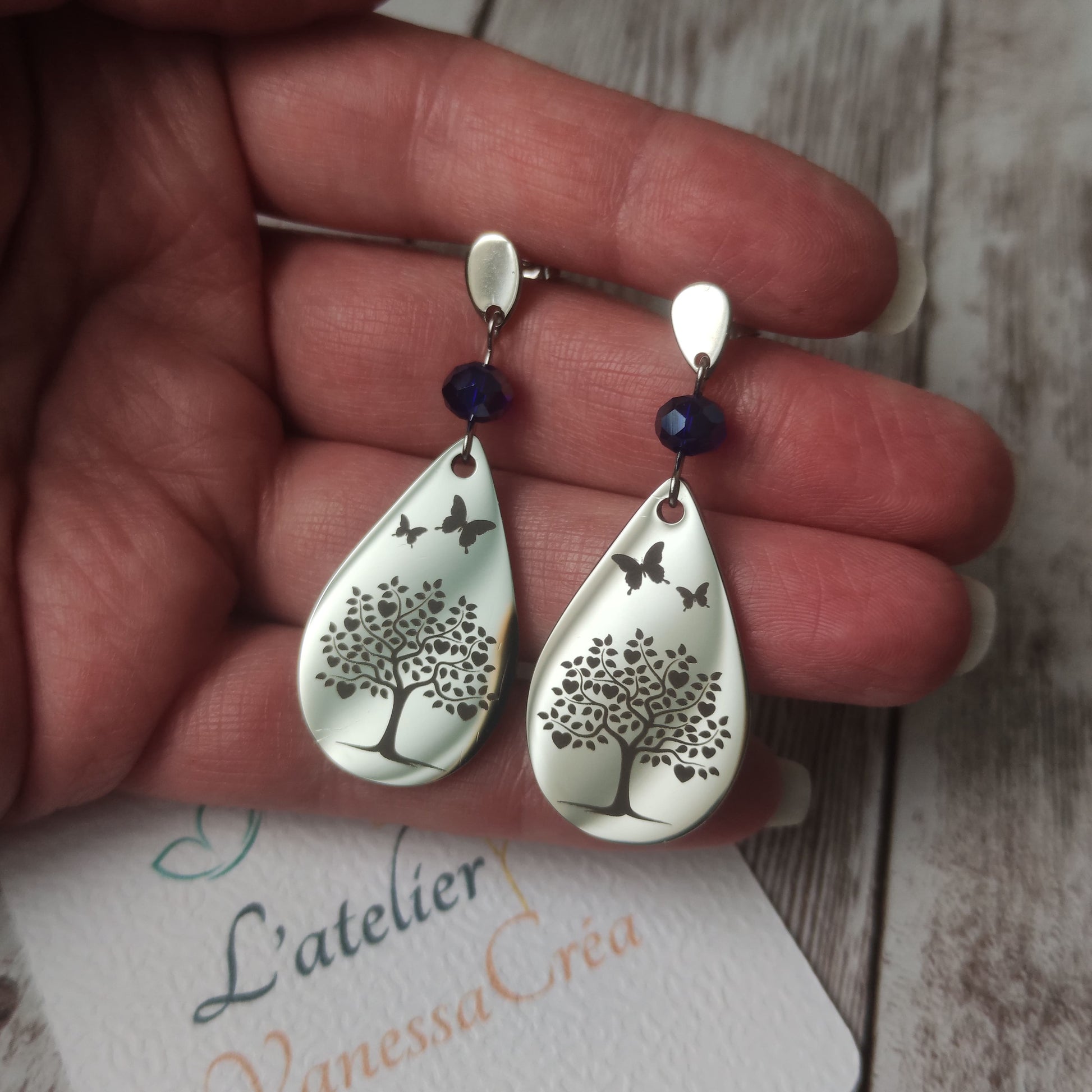 Boucles d'oreilles Arbre de Vie Cœur L'Atelier VanessaCréa