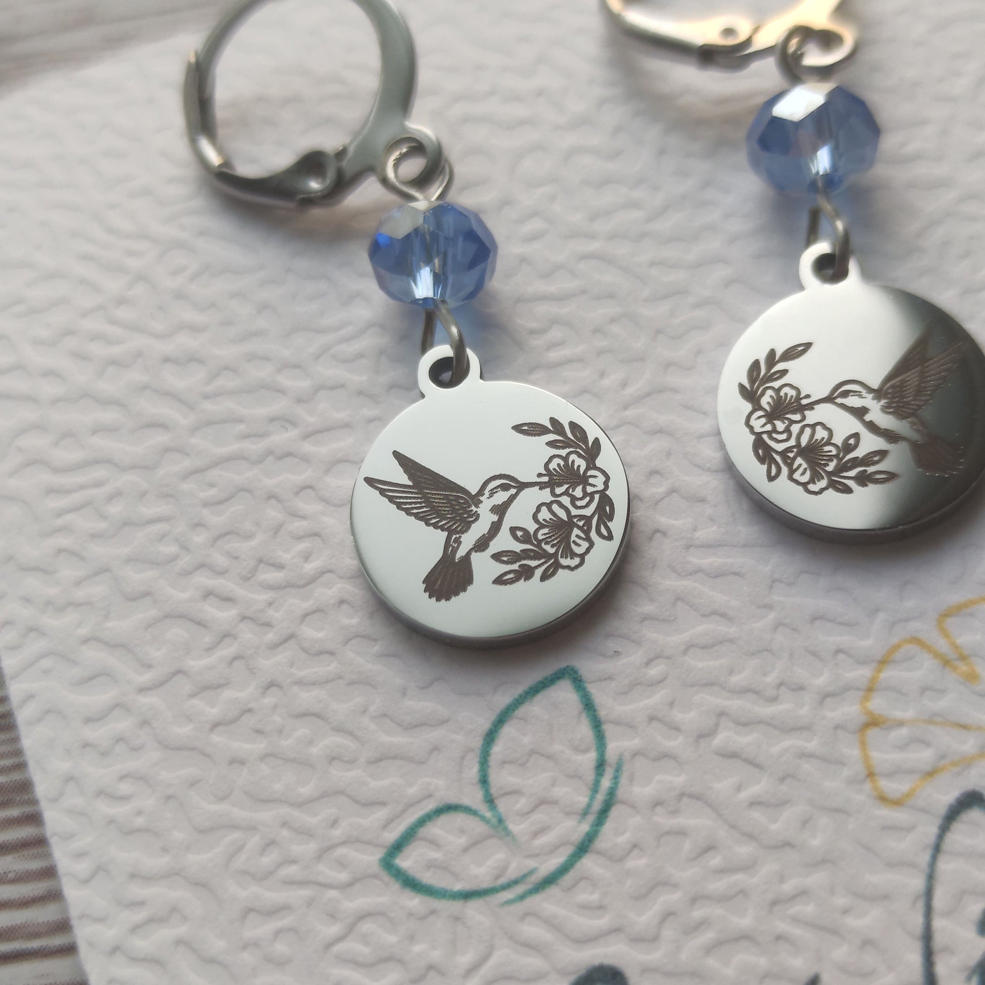 Boucles d'oreilles colibri acier inoxydable - L'Atelier VanessaCréa