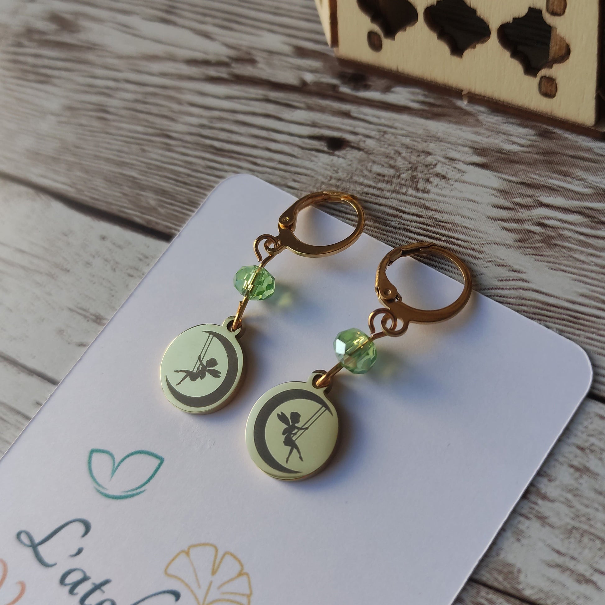 Boucles d'oreilles fée lune acier inoxydable L'Atelier VanessaCréa