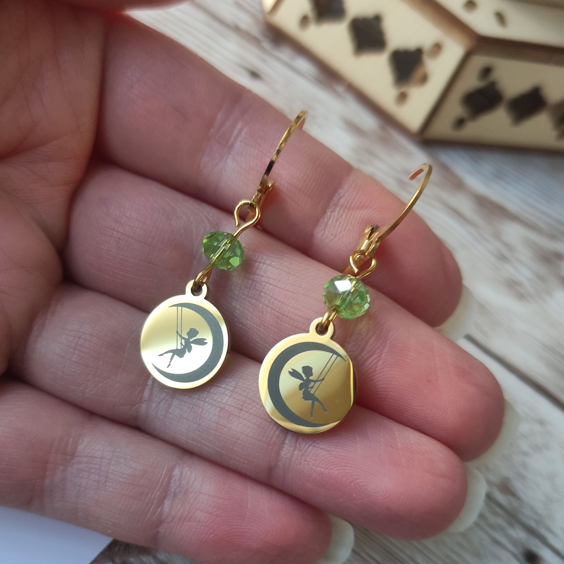 Boucles d'oreilles fée lune acier inoxydable L'Atelier VanessaCréa