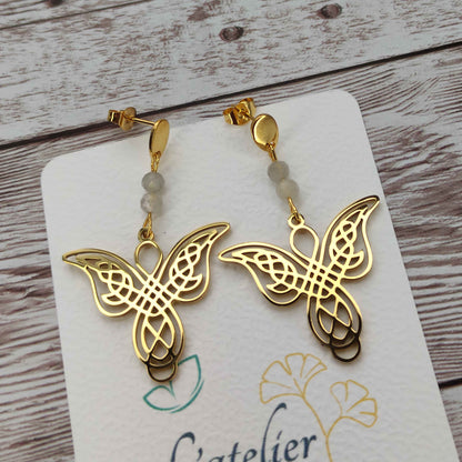 Boucles d'oreilles labradorite et ange L'Atelier VanessaCréa