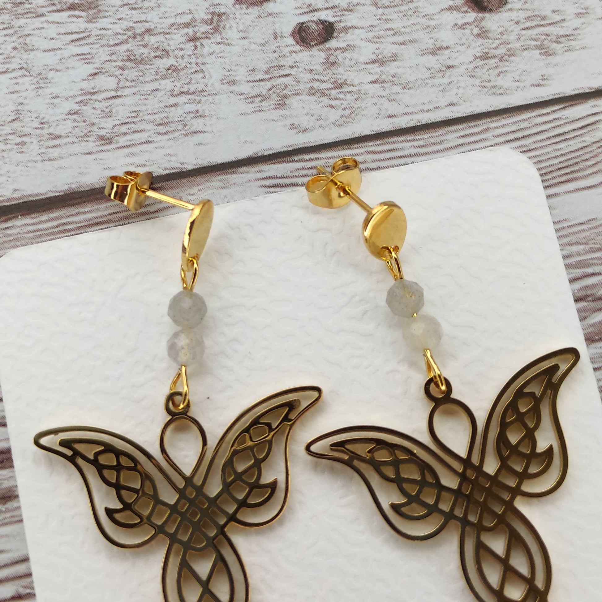 Boucles d'oreilles labradorite et ange L'Atelier VanessaCréa