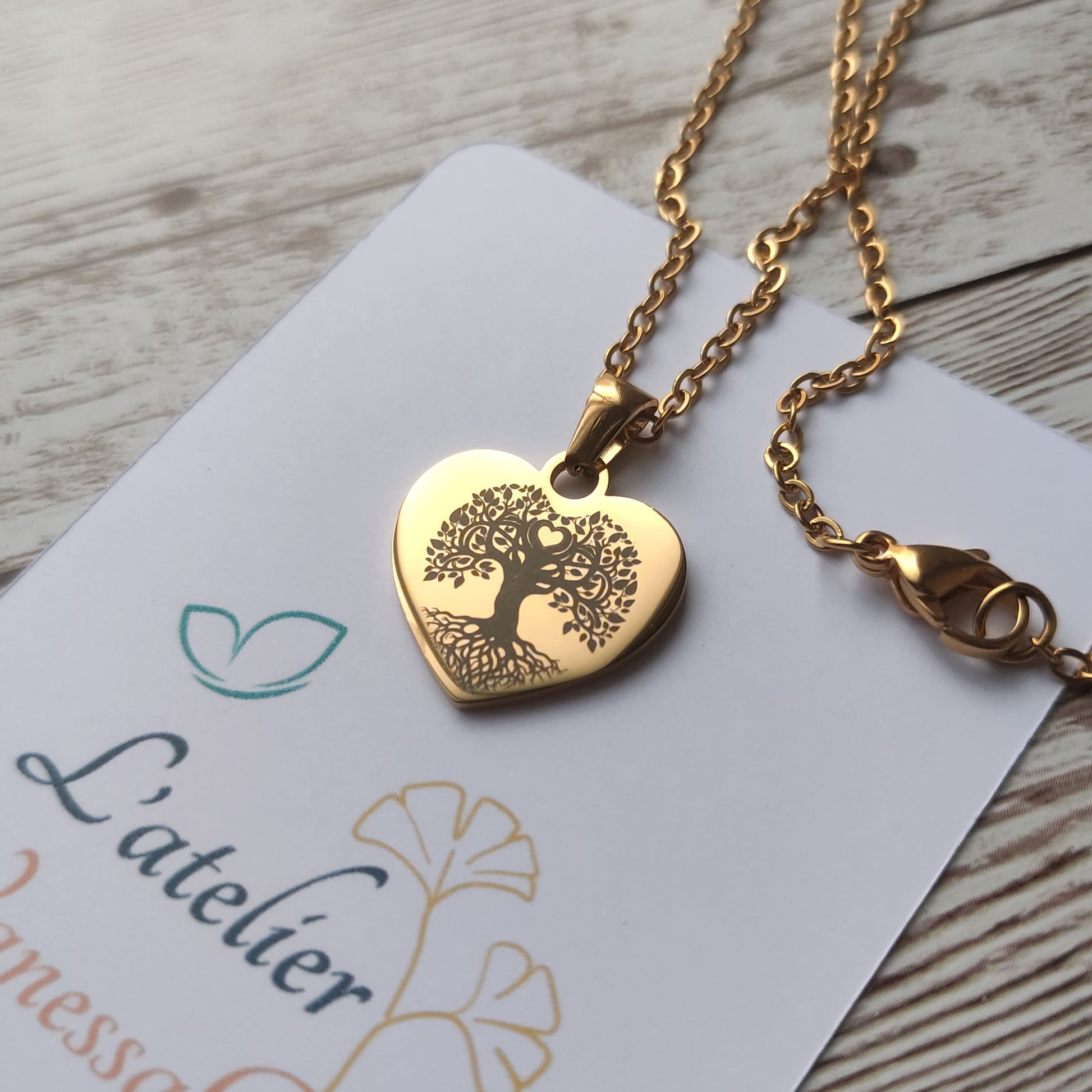 Collier Cœur Arbre de Vie - L'Atelier VanessaCréa