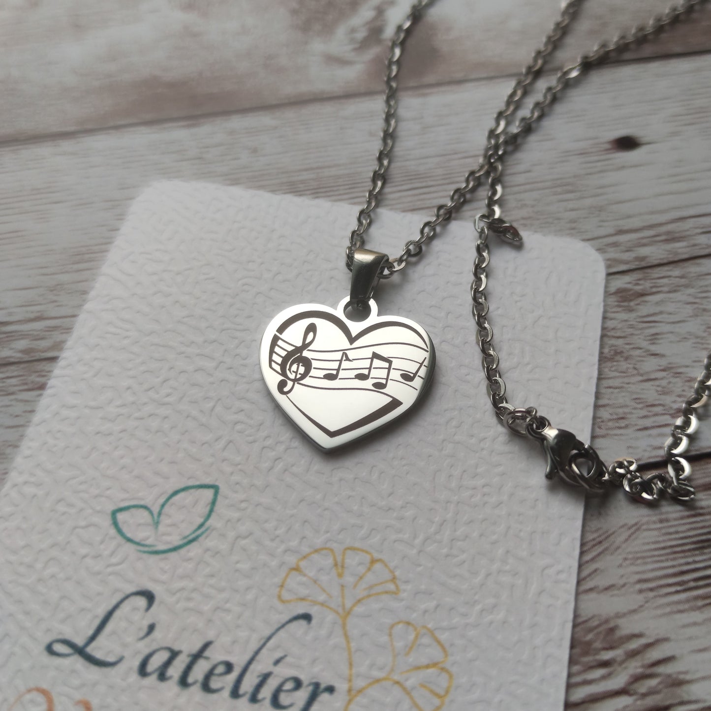 Collier Cœur Partition Musique Personnalisé - L'Atelier VanessaCréa