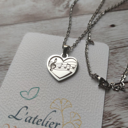 Collier Cœur Partition Musique Personnalisé - L'Atelier VanessaCréa