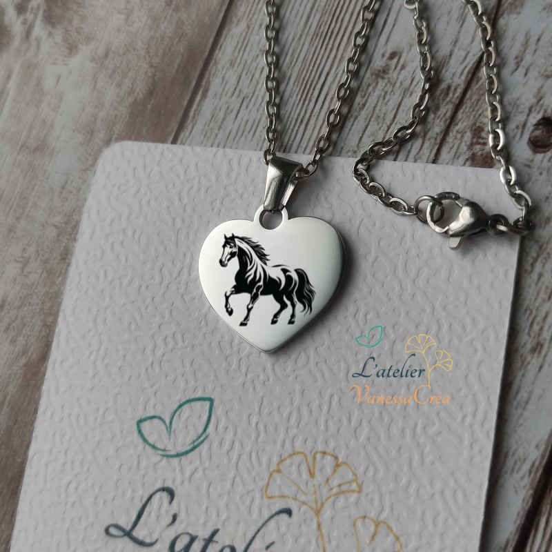 Collier Personnalisé Cœur Cheval - L'Atelier VanessaCréa