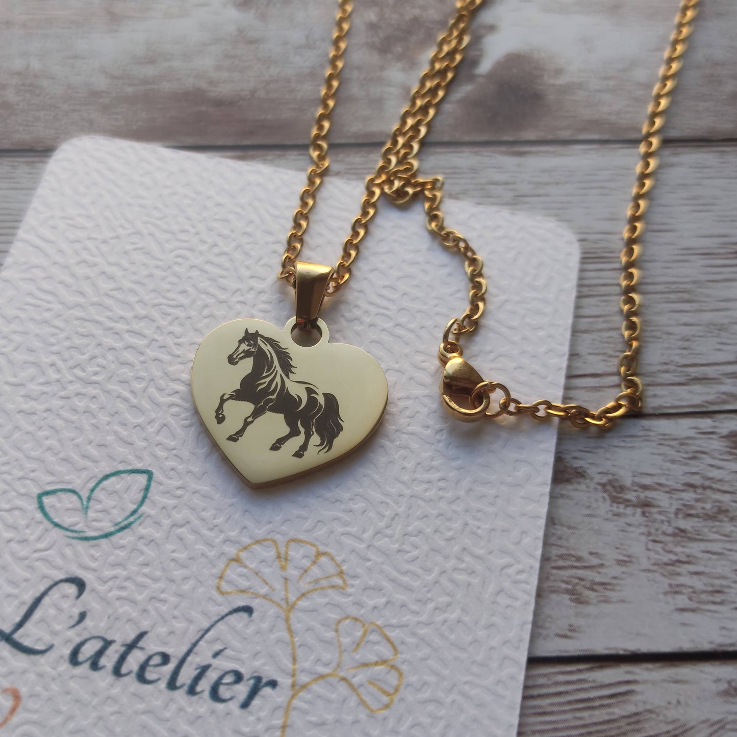 Collier Personnalisé Cœur Cheval - L'Atelier VanessaCréa