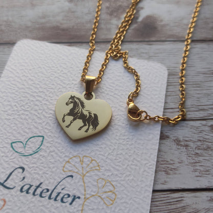 Collier Personnalisé Cœur Cheval - L'Atelier VanessaCréa