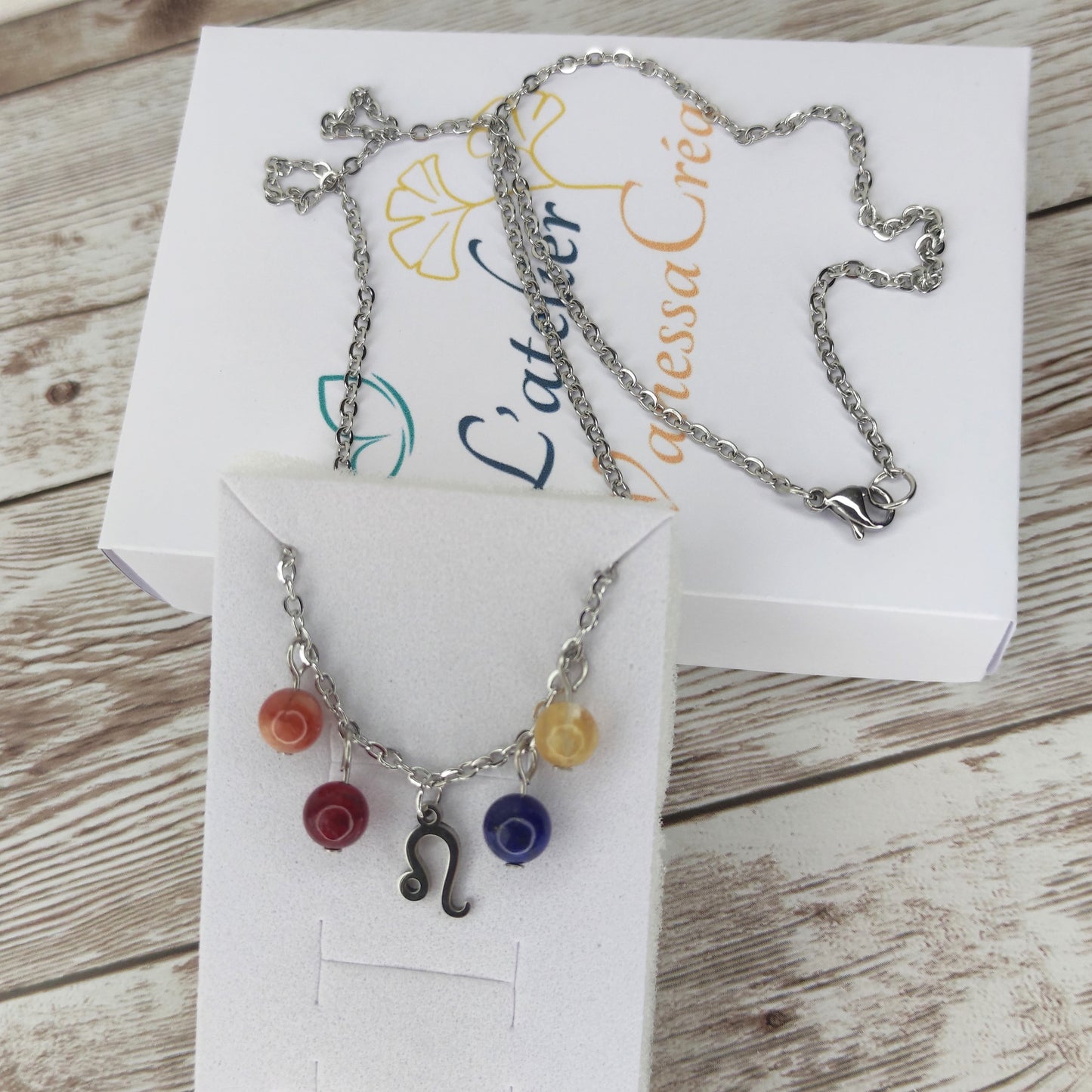 Collier "Rayonnement du Lion" – Synergie de 4 Pierres Naturelles