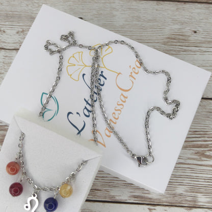 Collier "Rayonnement du Lion" – Synergie de 4 Pierres Naturelles