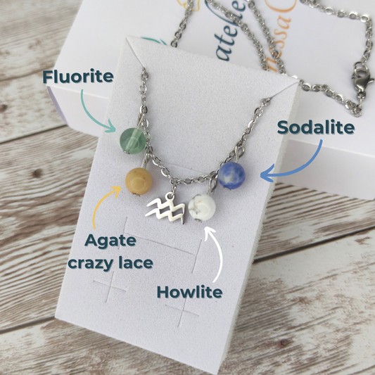 Collier "Équilibre du Verseau" – Énergie Artisanale en Pierres Naturelles
