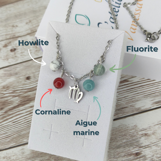 Collier "L'Équilibre de la Vierge" – Synergie Artisanale de 4 Pierres Naturelles