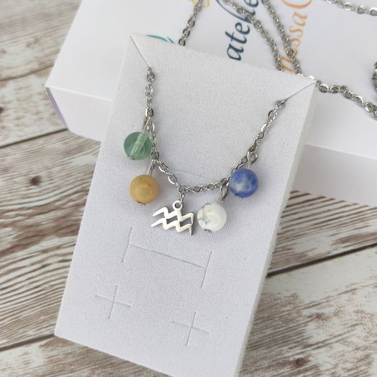 Collier "Équilibre du Verseau" – Énergie Artisanale en Pierres Naturelles