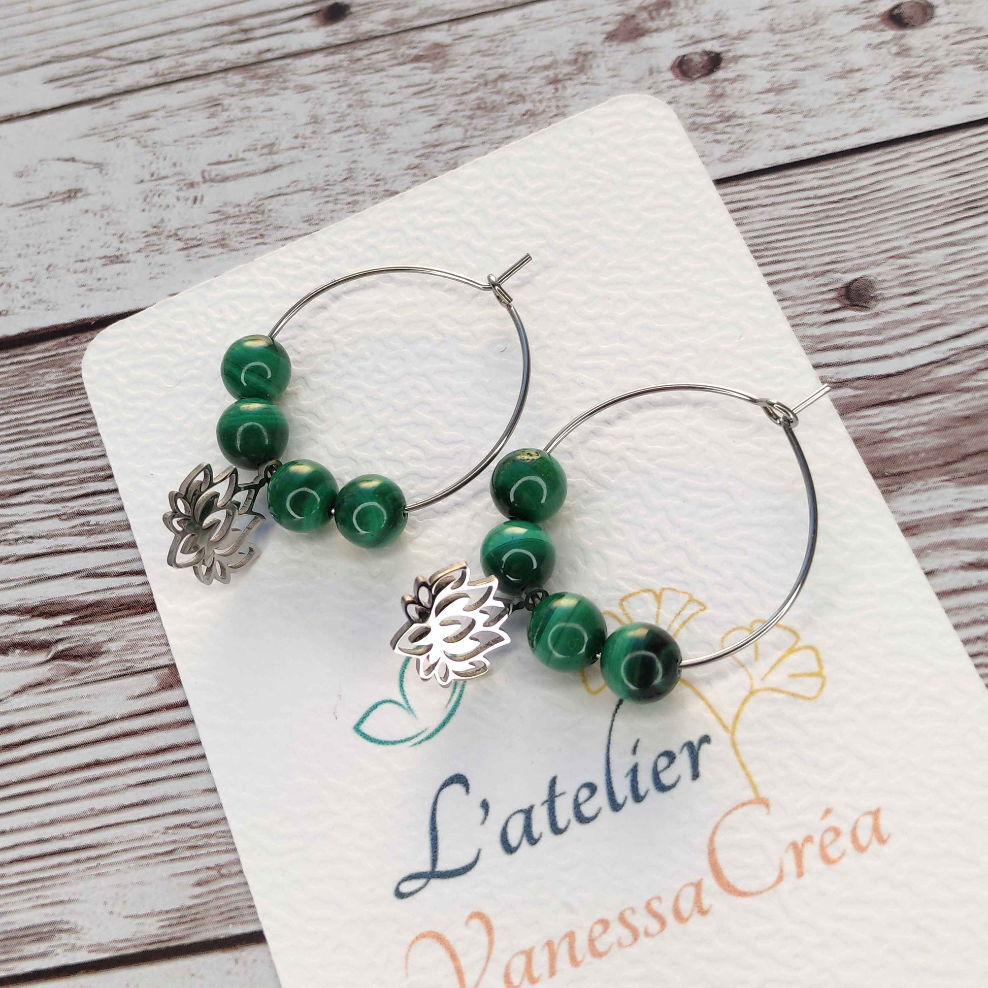 Créoles Lotus et Malachite L'Atelier VanessaCréa