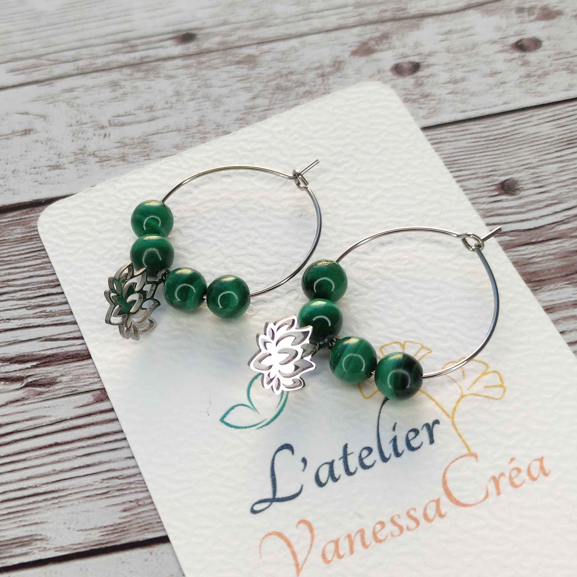 Créoles Lotus et Malachite L'Atelier VanessaCréa