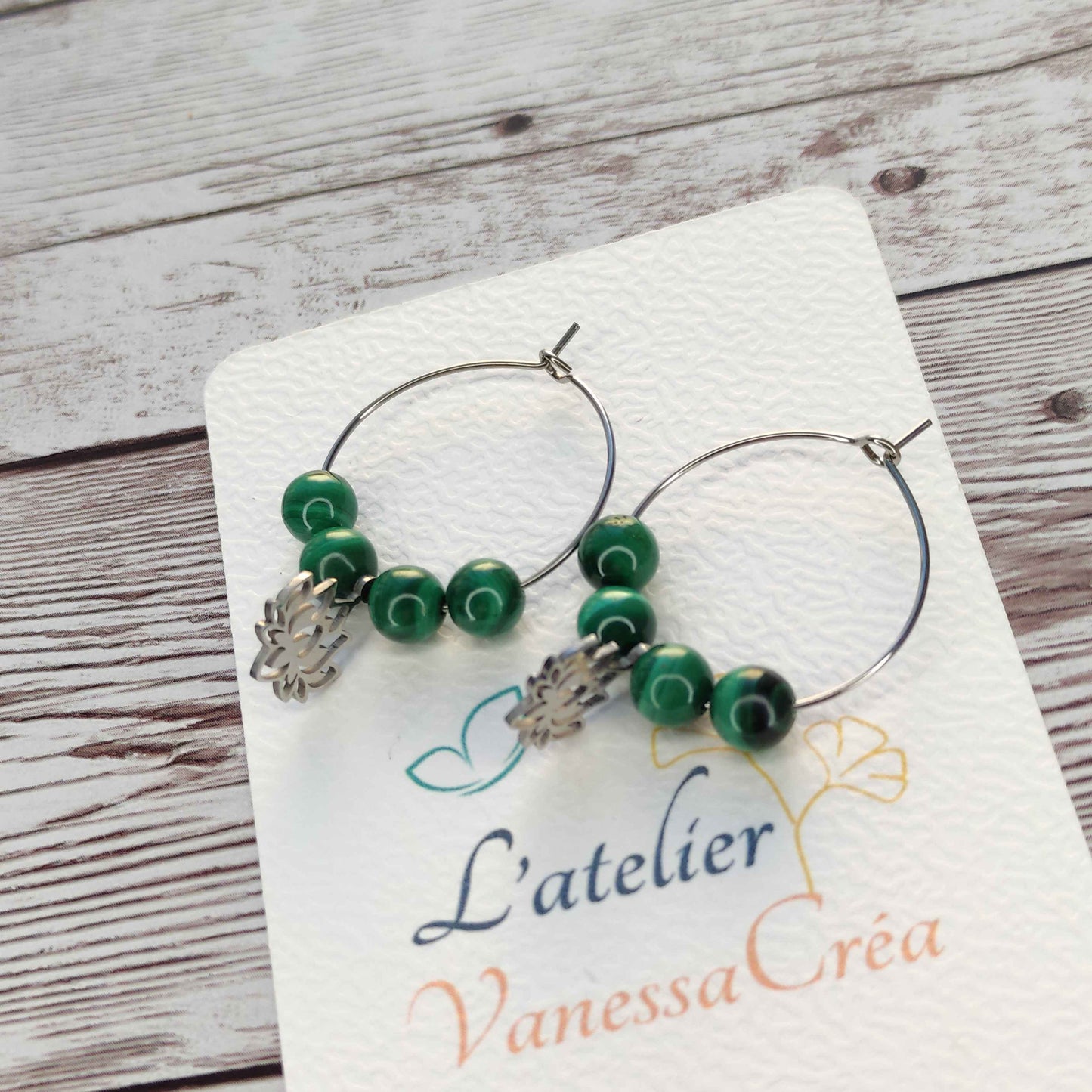 Créoles Lotus et Malachite L'Atelier VanessaCréa