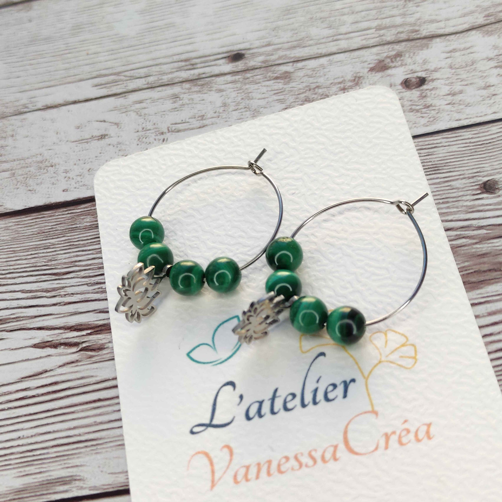 Créoles Lotus et Malachite L'Atelier VanessaCréa
