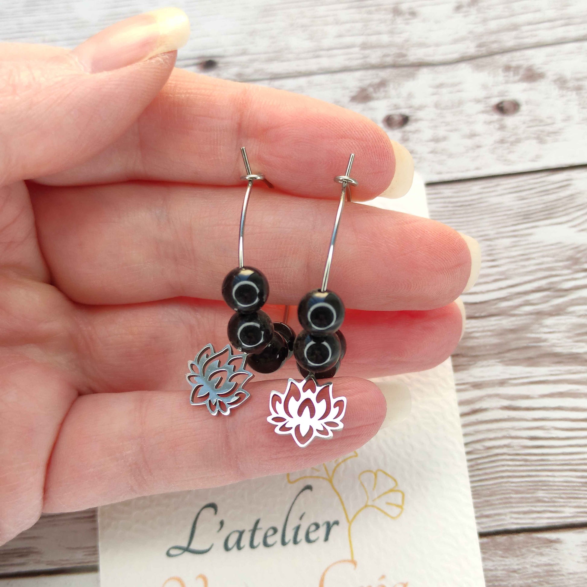 Créoles Lotus et Tourmaline L'Atelier VanessaCréa