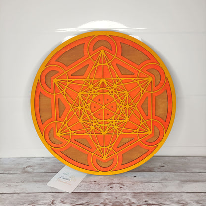 Vue de face de la décoration géométrie sacrée Métatron oranger