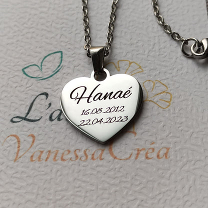 Gravure texte verso sur médaille coeur - L'Atelier VanessaCréa