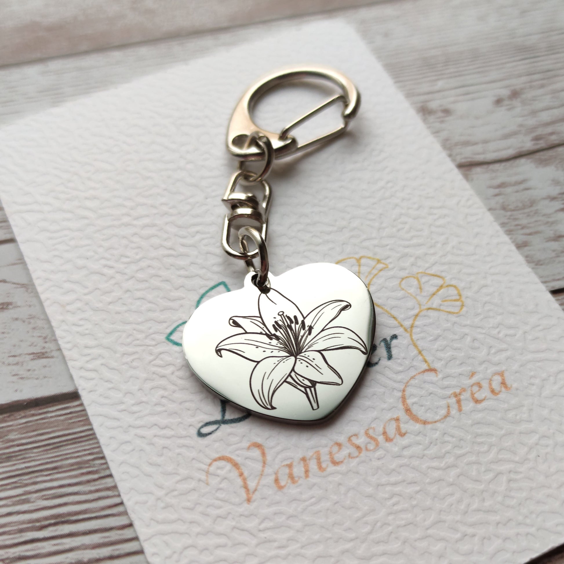 Porte-clés cœur fleur de lys - L'Atelier VanessaCréa