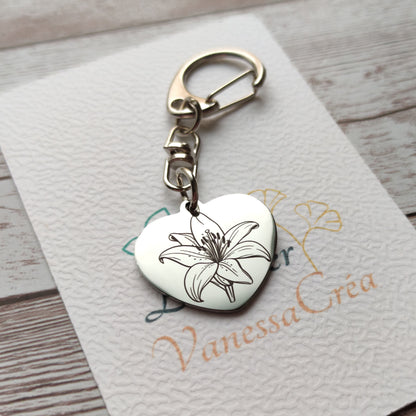 Porte-clés cœur fleur de lys - L'Atelier VanessaCréa