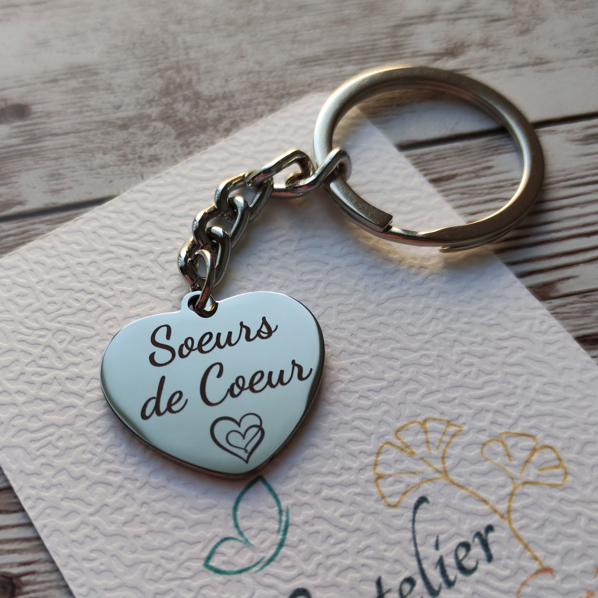 Porte-clés cœur Sœurs de Cœur - L'Atelier VanessaCréa