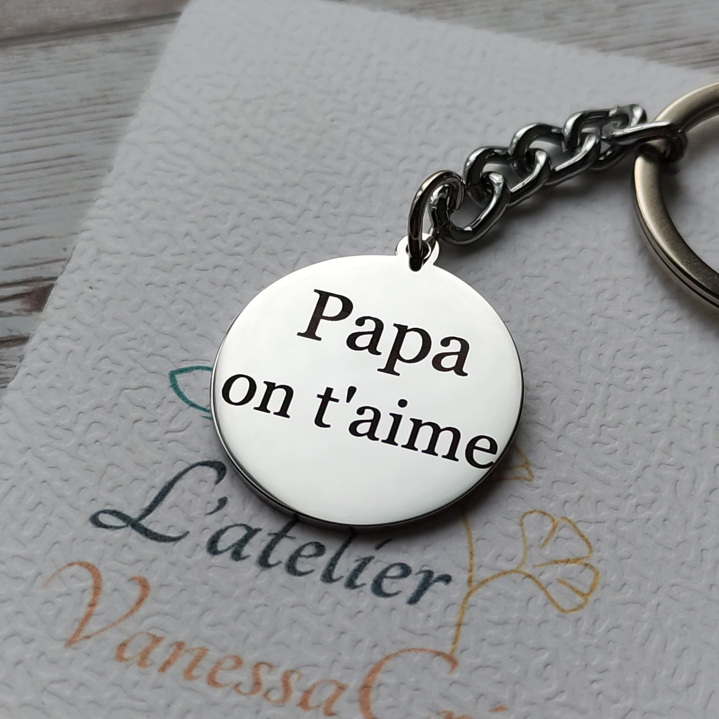 Porte-clés gravé texte verso Johnny Hallyday - L'AtelierVanessaCréa