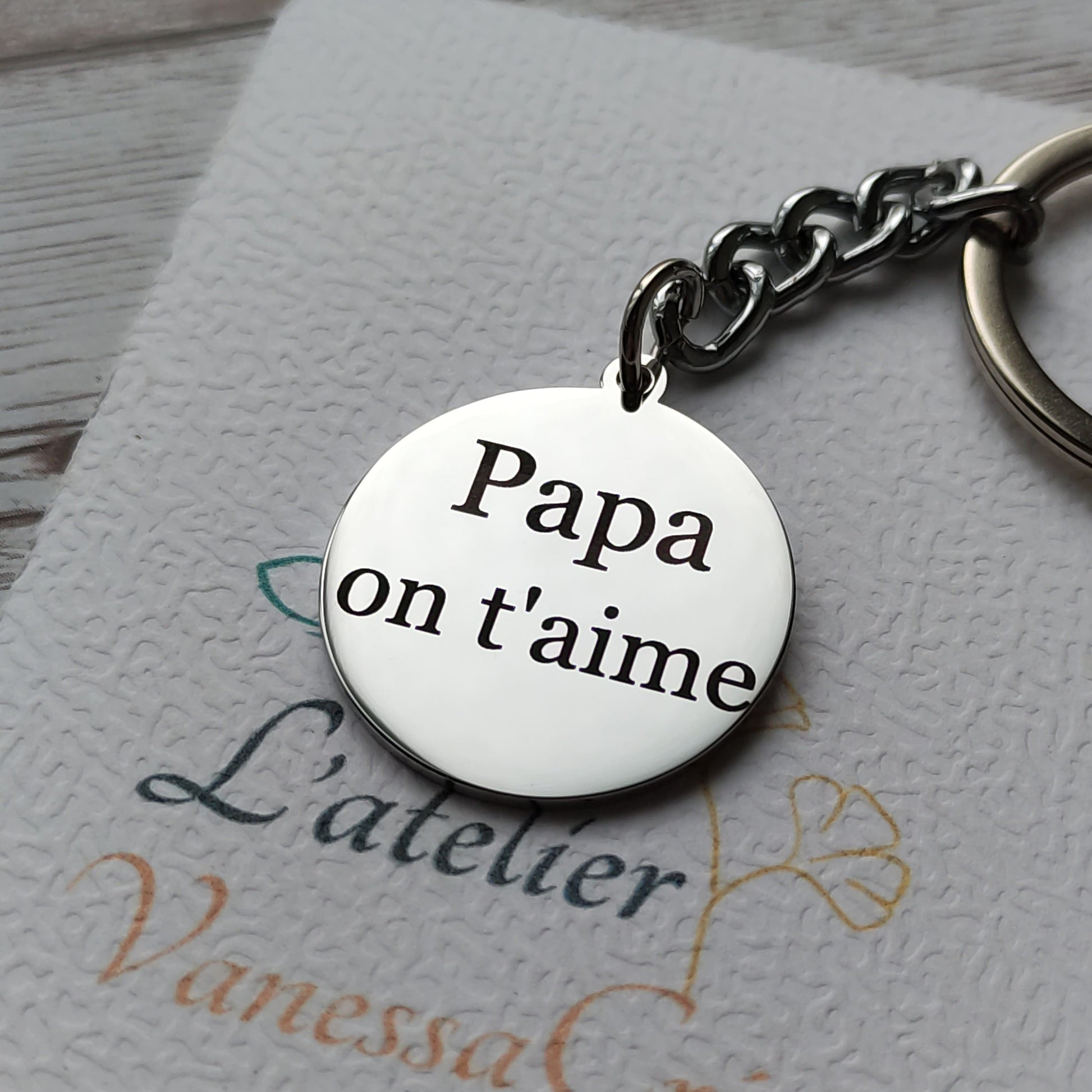 Porte-clés gravé texte verso Johnny Hallyday - L'AtelierVanessaCréa