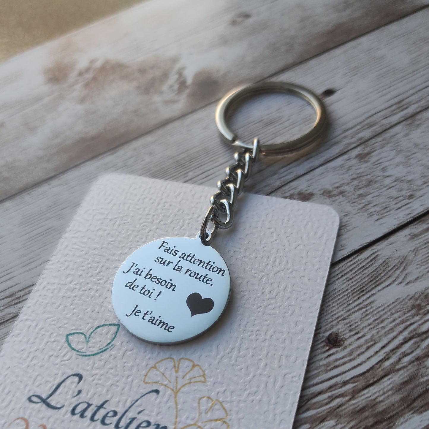 Porte-clés gravé message d'amour - L'Atelier VanessaCréa