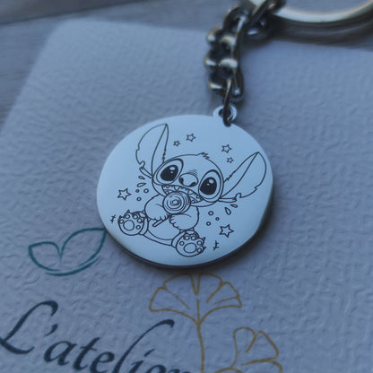 Porte-clés Stitch Glace Personnalisé - L'Atelier VanessaCréa