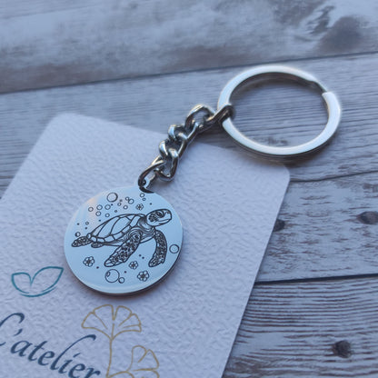 Porte-clés tortue gravé personnalisé - L'Atelier VanessaCréa
