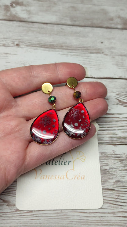 Éclats de Forêt Boréale – Boucles Gouttes Rubis Magiques