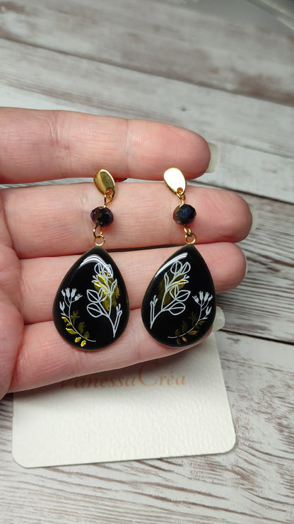 Boucles "Lola" Nuit florale