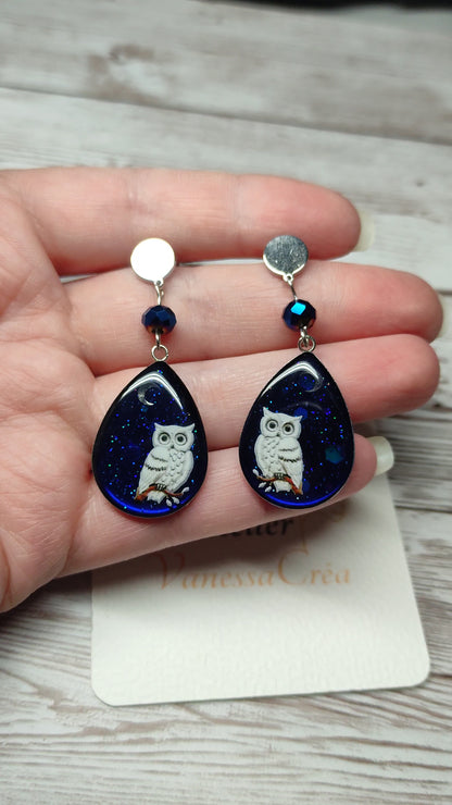 Boucles "Lola" Chouette Lunaire