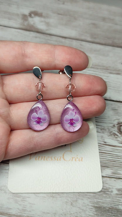 Boucles "Ana" Orchidée Poudrée